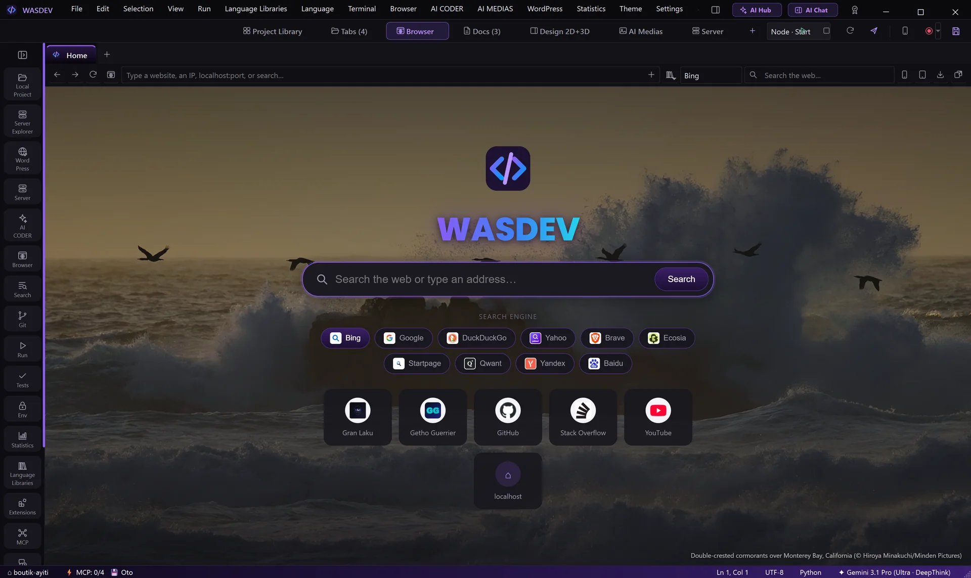 Built-in browser home page